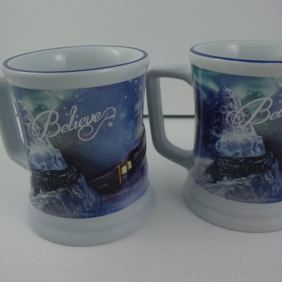 Pair of Polar Express Mugs, Heavy Ceramic, Embossed Design, LIKE NEW Condition - Picture 4 of 10
